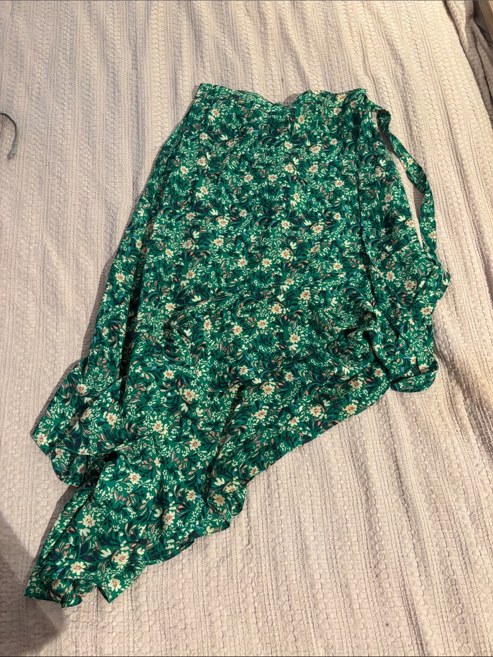 Lulu's Green Floral Midi Skirt with Ruffle Hem